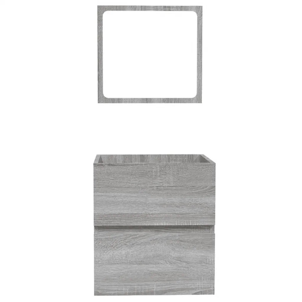 Mobile da Bagno con Specchio-Armadietto a Specchio da Bagno Grigio Sonoma in Legno Multistrato