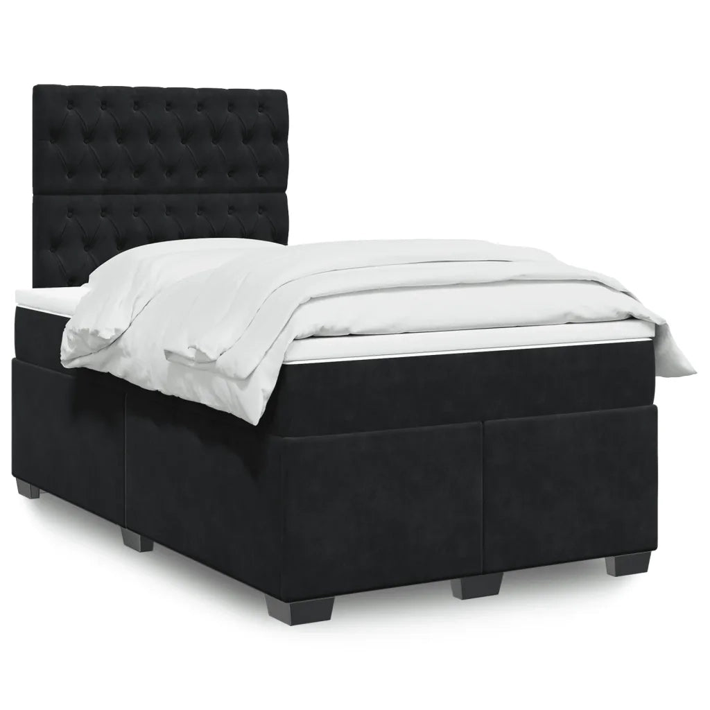 Giroletto a Molle con Materasso Nero 120x190 cm in Velluto