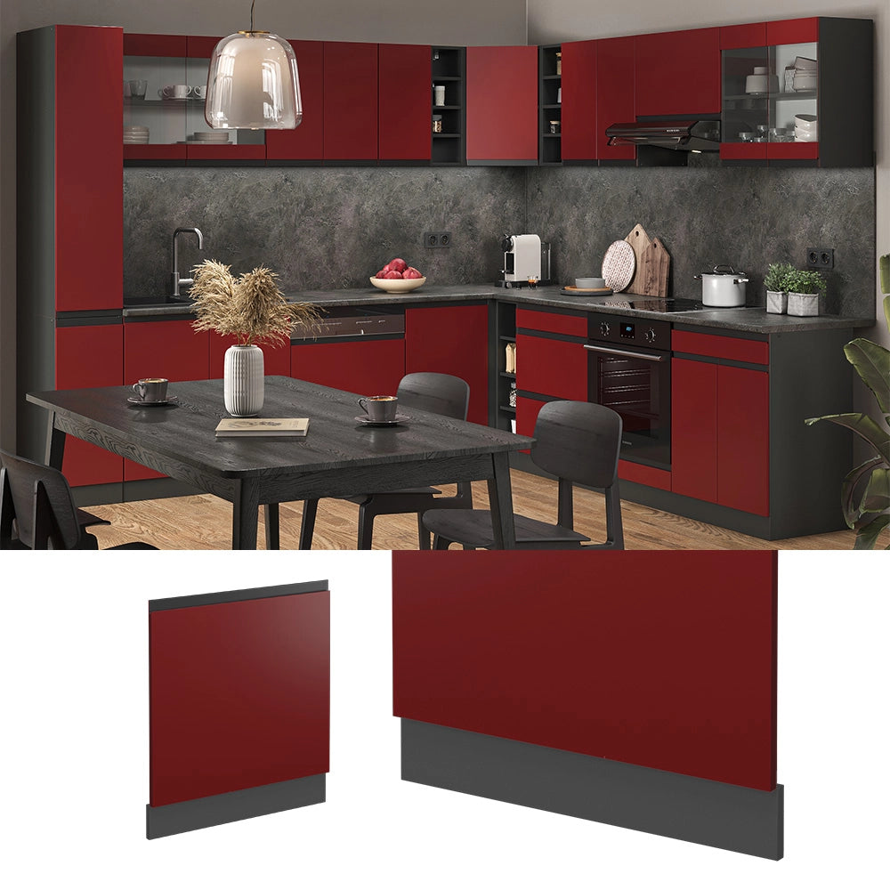 Pannello frontale della lavastoviglie R-Line Rosso/Antracite 60 cm J-Shape, PL Antracite Vicco