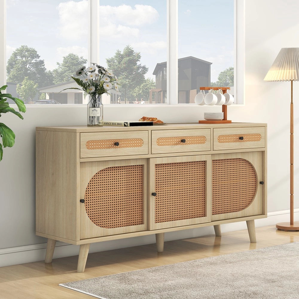 Credenza legno con ante scorrevoli, cassetti e ripiani ¨C MINIMAL ¨C 140 cm