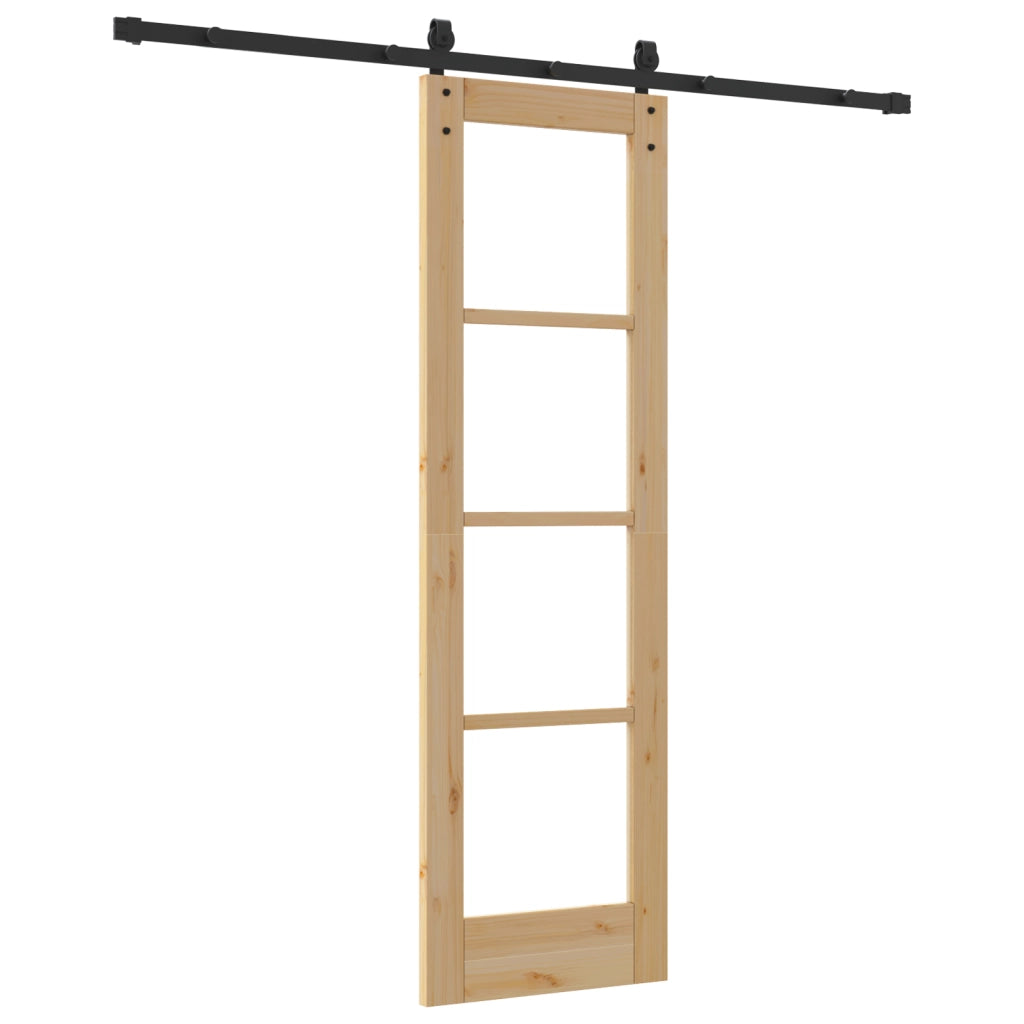 Porta Scorrevole con Set di Accessori 'ORKDAL'Legno Massello&Vetro
