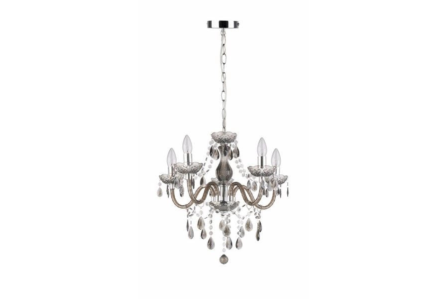 Lampadario Marie vintage glamour 5xE14 cromo/nero Reality