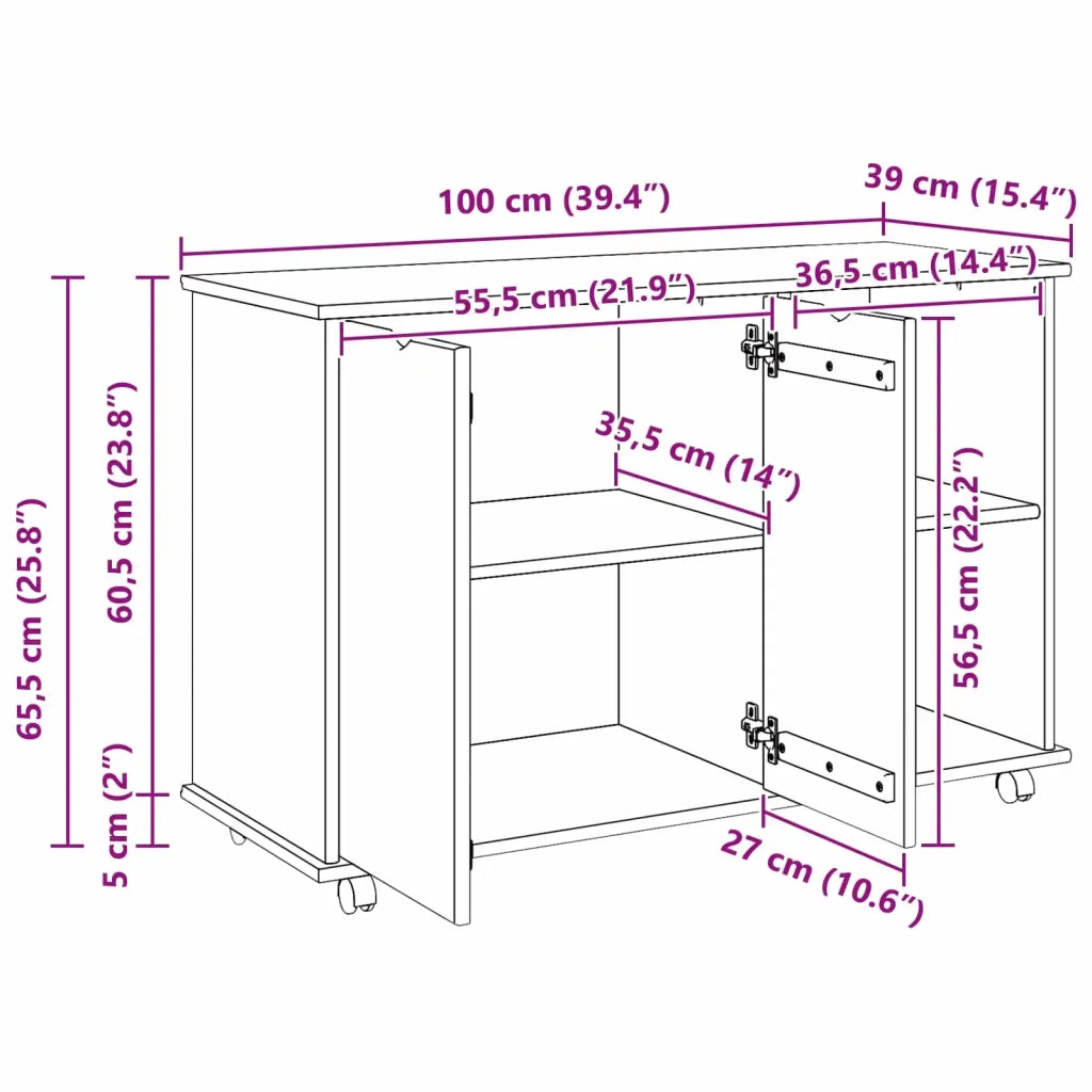 Mobile con Ruote con ruota Bianco 100 x 39 x 65,5 cm 42028385