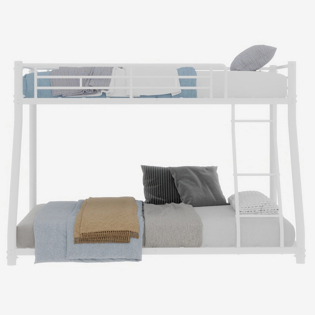 Letto a castello twin over full in ferro bianco 105x200 cm