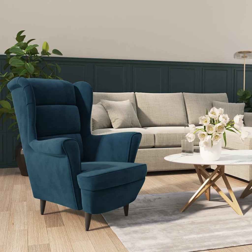 Poltrona-Divano Sedia Blu in Velluto 887188