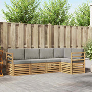 Set di divani da esterno 5 pcs Bianco e Grigio Chiaro