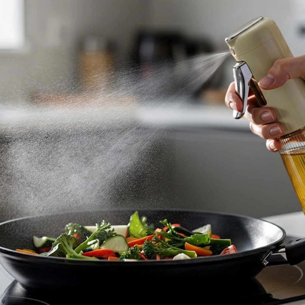 Flacone Spruzzatore d’Olio 280ml in Vetro con Grilletto Cromato Beige Avizar