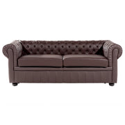 Divano Chesterfield dallo stile vintage a 3 posti in vera pelle marrone