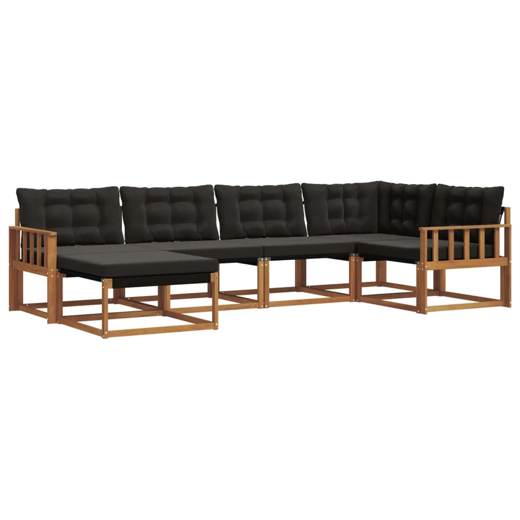 Set di divani da esterno con cuscino 6 pcs Naturale e Nero