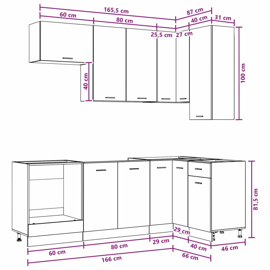 Unità Cucina LYON 8 pcs Legno antico Legno ingegnerizzato 3438445