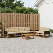Set di divani da esterno con cuscino 7 pcs Naturale e Beige