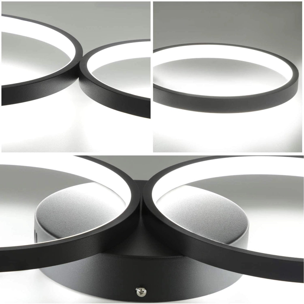ZMH Lampada da soffitto LED moderna 4 anelli fiamma telecomando per soggiorno