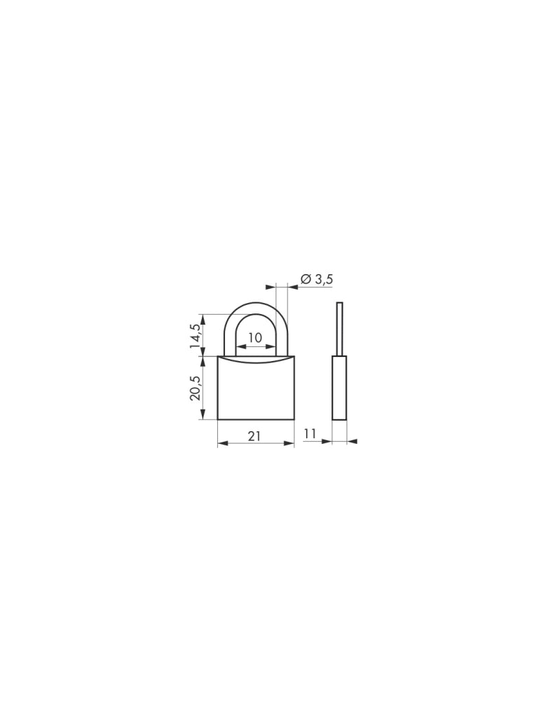 Lucchetto a chiave deluxe, ottone, interno, arco in ottone, 20 mm, oro, 2 chiavi – THIRARD
