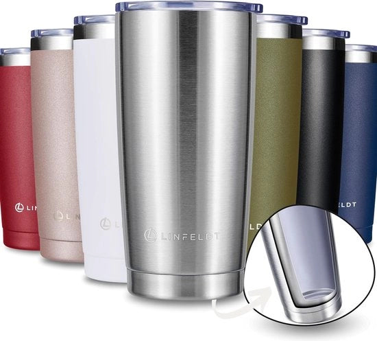 Tazza per bere, acciaio inossidabile, 590 ml, tazza termica per auto, tazza termica con coperchio, tazza termica, capacità 590 ml.