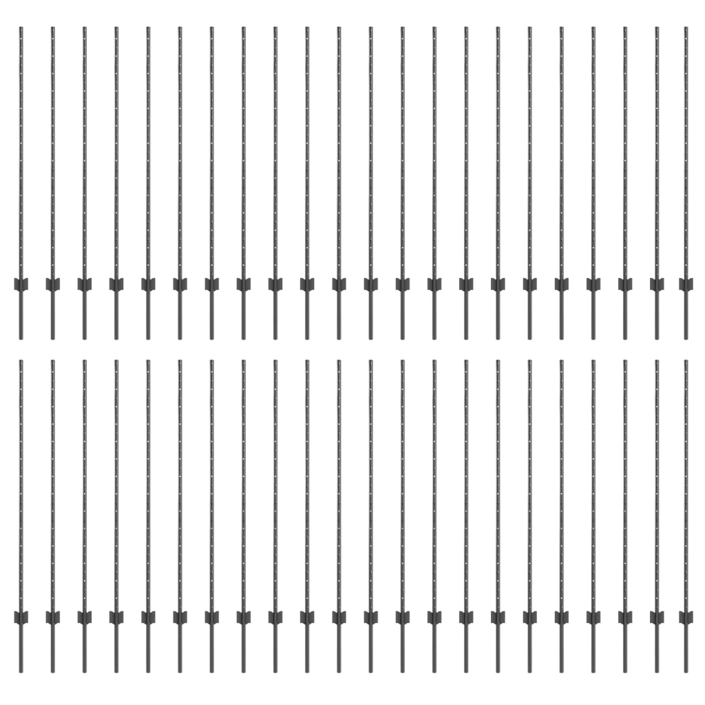 Pali di Recinzione 88 pcs U-Channel Grigio 180 cm Acciaio