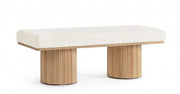Panca 2 Posti 122x46x42,5 cm Cozy Japandi in Bouclè Bianco