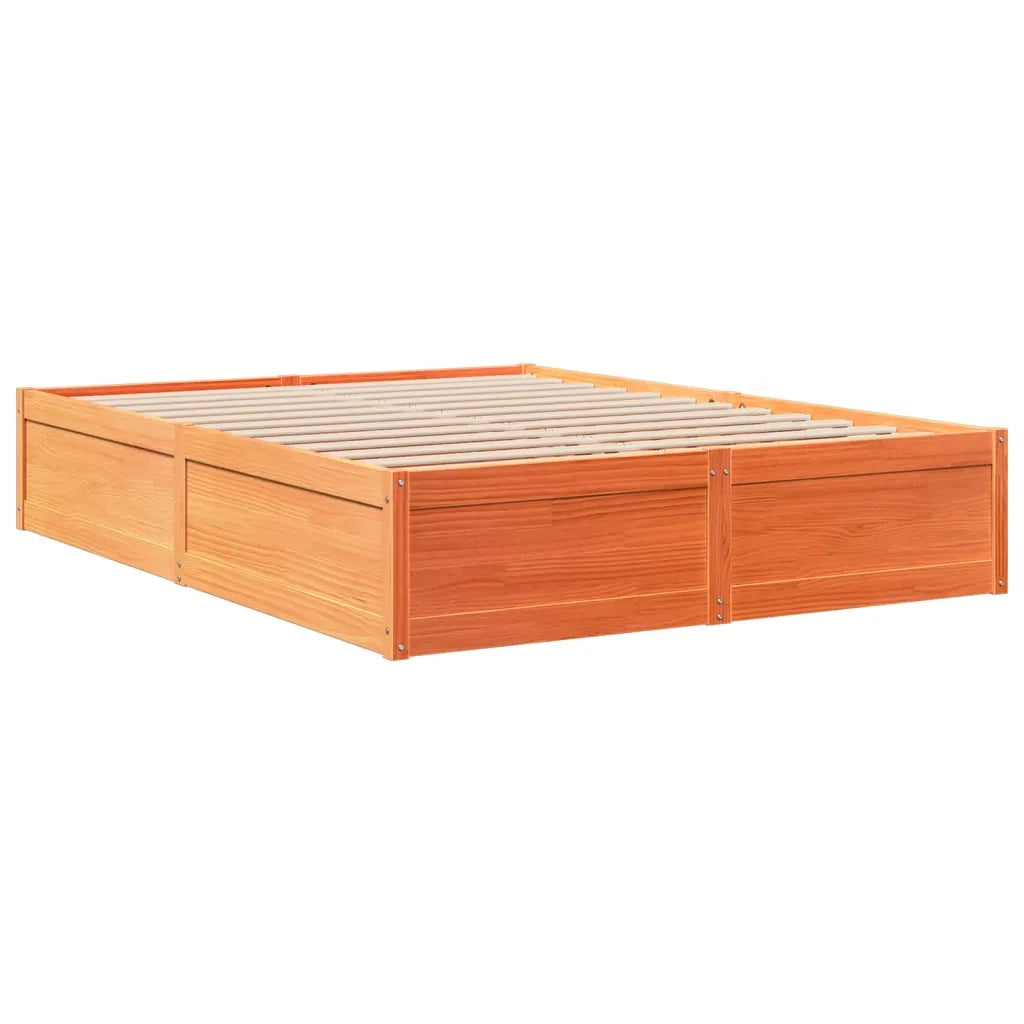 Letto senza Materasso-Struttura Letto Marrone Cera 150x200 cm in Legno di Pino 173972