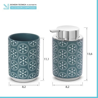 Set accessori bagno da appoggio 2 pezzi in ceramica turchese cobalto  Circus