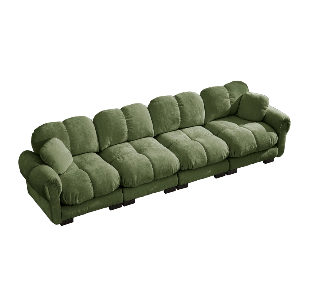 Divano modulare 330x86x90 cm in ciniglia verde