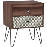 Comodino con 2 cassetti gambe in acciaio stile bohemien ¨C zephmum ¨C Marrone 45x39x55,5 cm