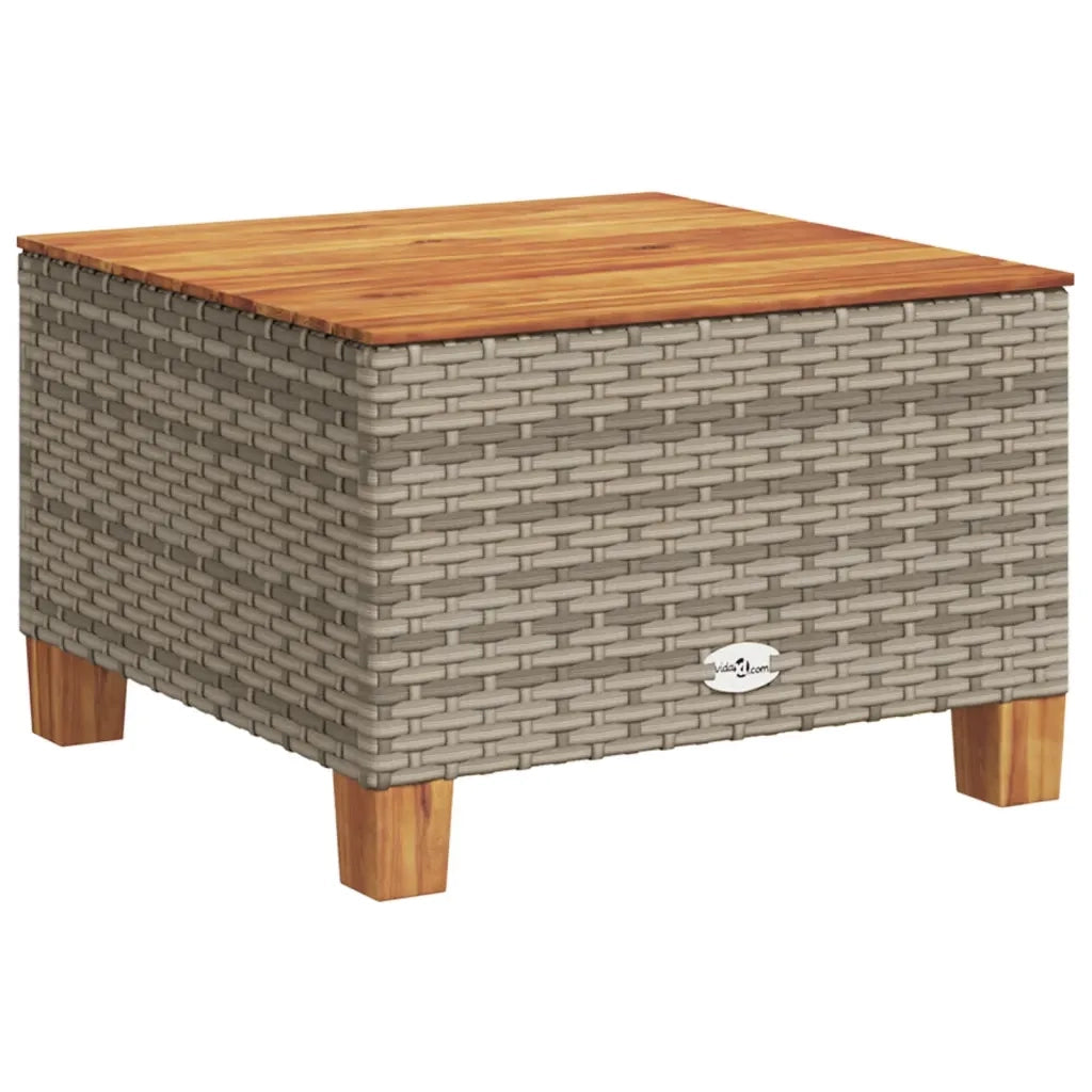 Tavolo da Giardino Grigio 55x55x36 cm Polyrattan e Legno Acacia 365909