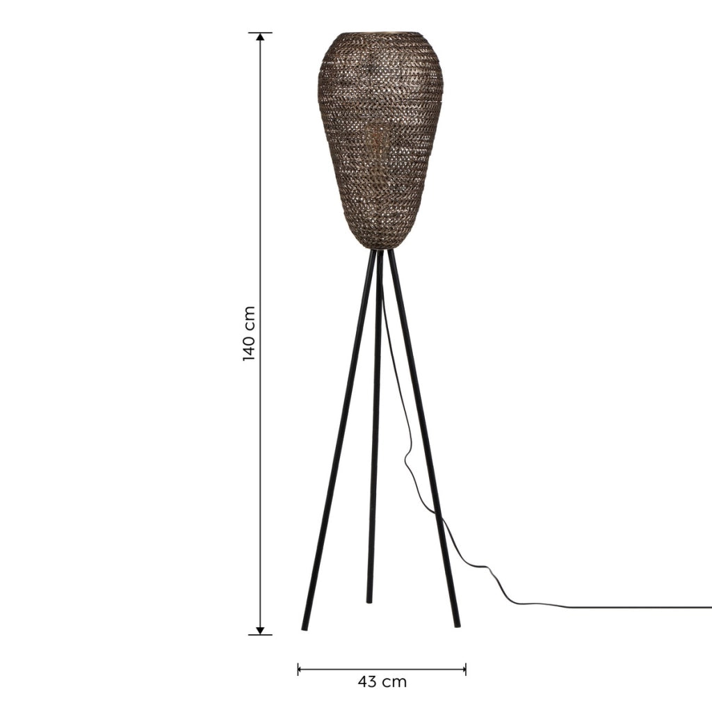 Lampada da terra treppiede rete E27 140cm ZIVA Trio