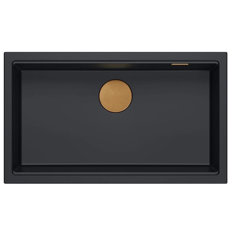 Lavello In Granito Logan 110 Black Tappo oro