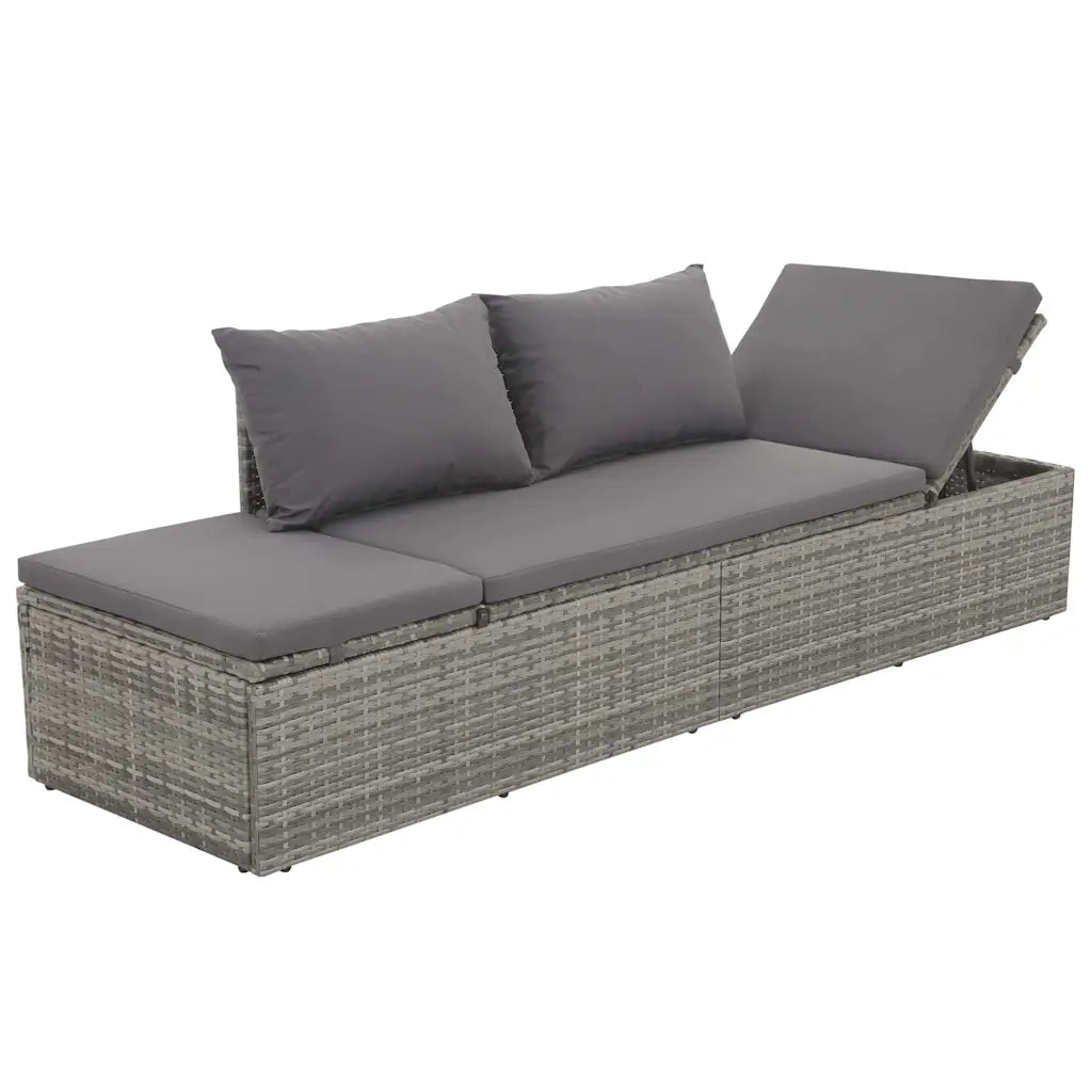 Lettino da Giardino Grigio 195x60 cm in Polyrattan 43955