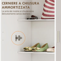 Credenza Mobile Alto Cucina  Multiuso 60x31.5x165 cm in Legno Bianco