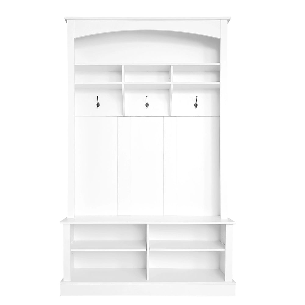 Armadio con panca e scarpiere - Xylo - H190xL120xP40 cm - Bianco - 3 ganci e ripiani