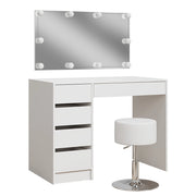 Vicco Tavolo da toilette Bianco 100 cm con illuminazione a LED e sgabello