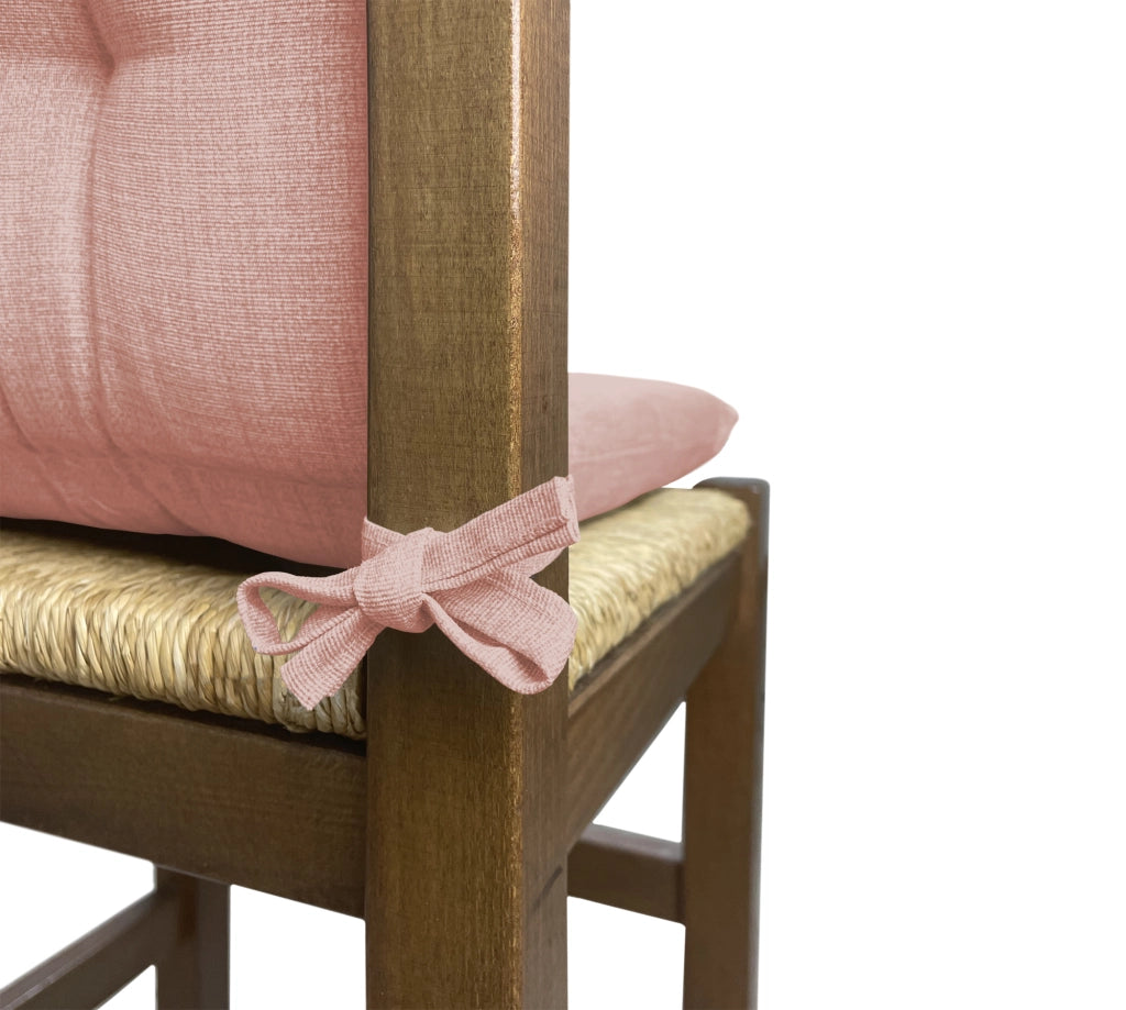 Set Cuscini Sedia Con Schienale Imbottiti Con Laccetti Banda Elastica 40 x 80 Cm Cipria - 2 Pezzi