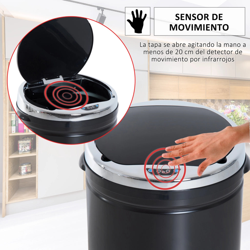 Cestino Elettrico 50 Litri ¨C Zephmum ¨C Nero Acciaio Inossidabile