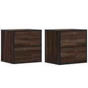 Set di 2 Comodini | Armadio da Notte | Mobiletto da notte a Muro Rovere Marrone 40x31x39,5 cm