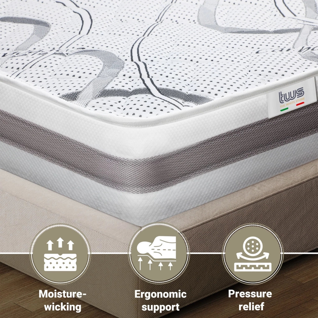 Materasso Singolo 75x200 cm a Media Rigidita' | Altezza 20 cm | Tessuto Anallergico e Traspirante | Proprieta' Ortopediche e Automodellanti | Prodotto in Italia