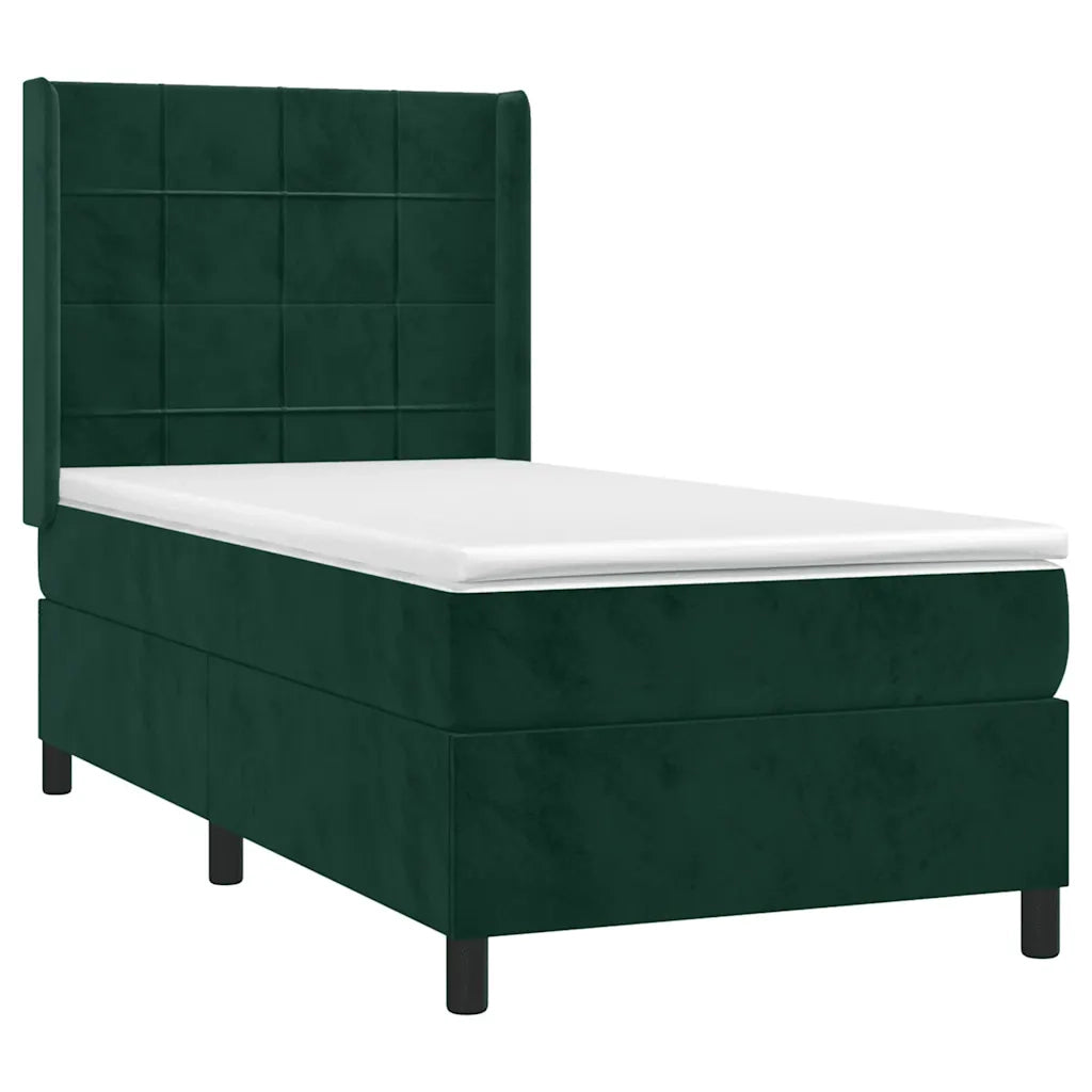 Giroletto a Molle con Materasso Verde Scuro 100x200 cm Velluto 3132666