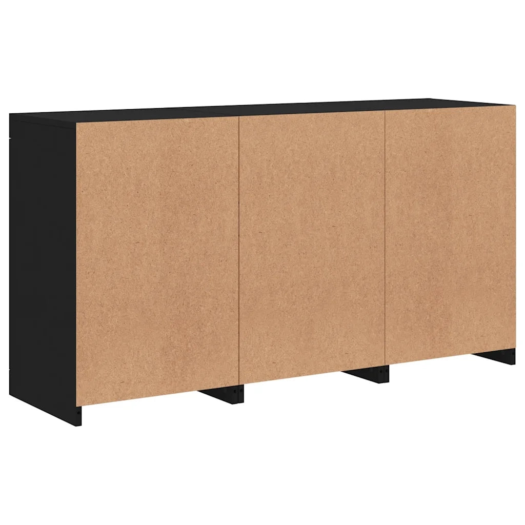 Credenza con Luci LED-Buffet-Armadio da cucina Nera 123x37x67 cm
