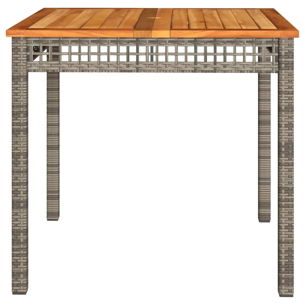 Tavolo da Giardino Grigio 80x80x75 cm Polyrattan e Legno Acacia 366274