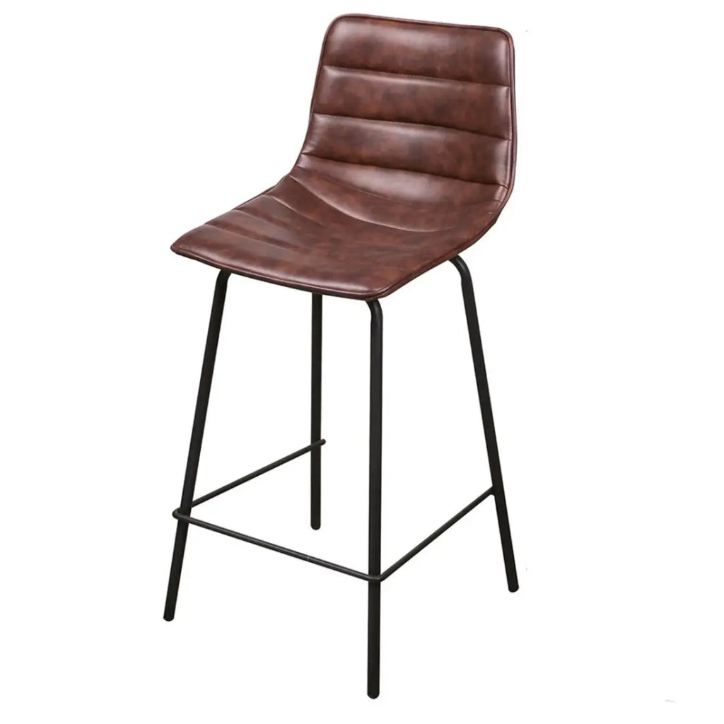 Set di 2 sgabelli da bar con schienale in effetto cuoio mogano collezione NETS - Stile industriale