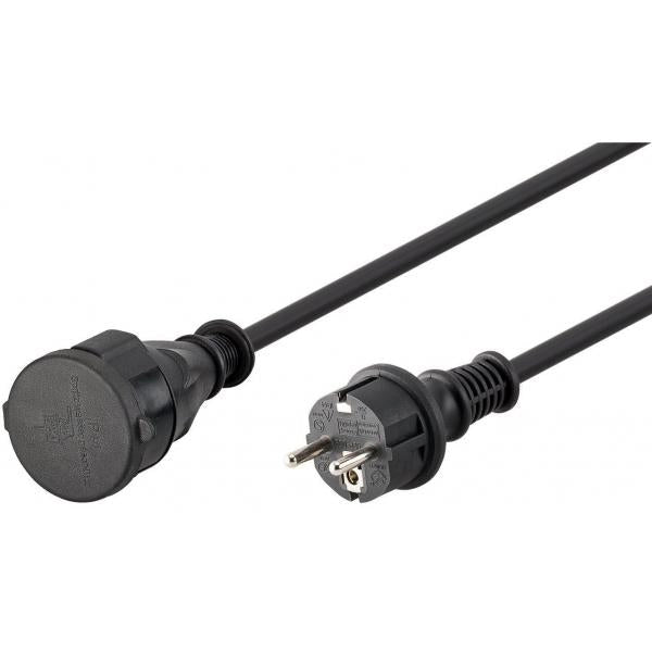 Cavo Alimentazione Schuko Maschio / Femmina da Esterno 10m Nero