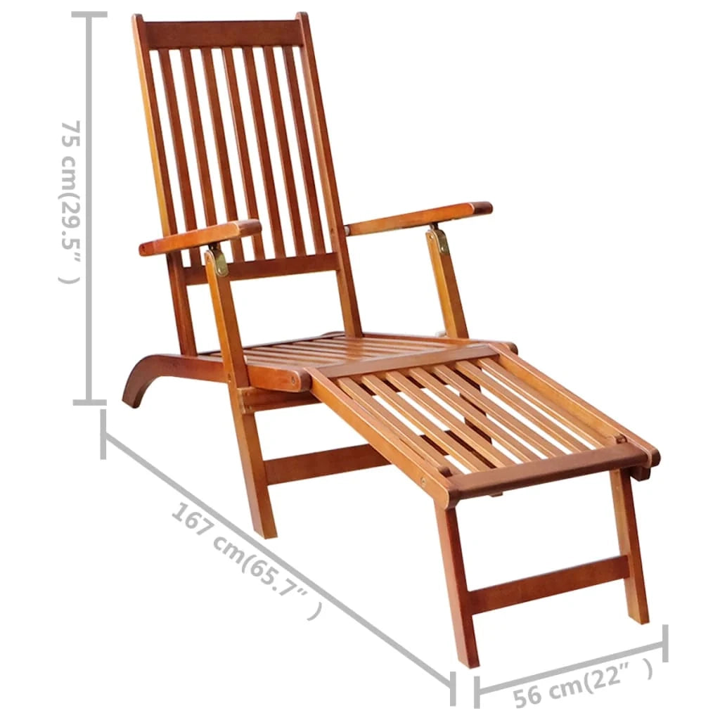 Lettino prendisole sedia a sdraio lettino prendisole letto da giardino mobili da esterno per patio con poggiapiedi e cuscino legno massello di acacia 02_0012584