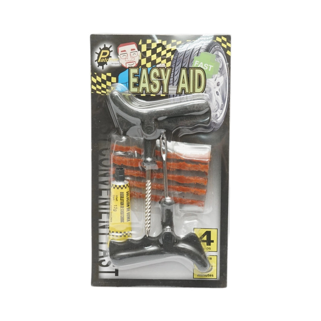 Kit di riparazione per pneumatici tubeless con vulcanizzazione a freddo, completo di cordoncini e adesivo