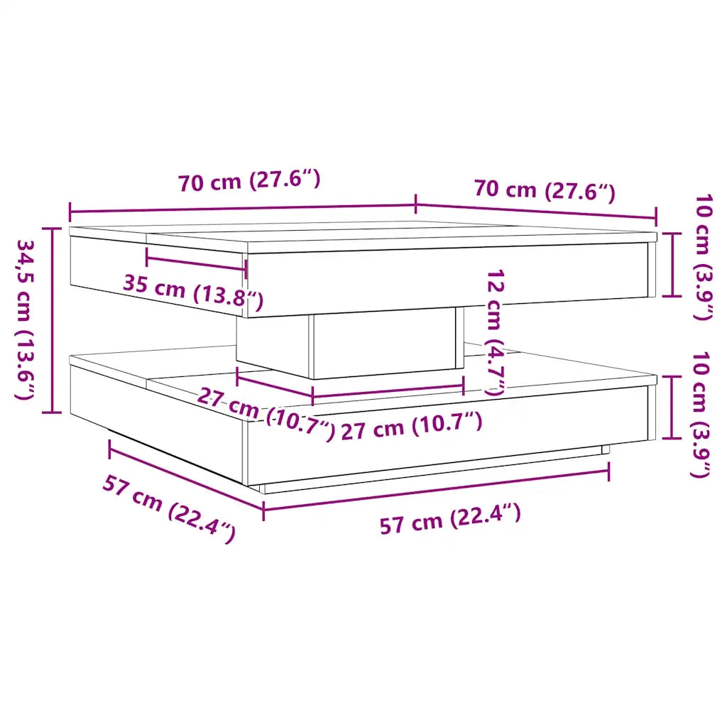 Tavolino da Caffè Girevole a 360 Gradi Grigio 70x70x34,5 cm 858484