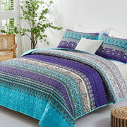 Sprei 240 x 260 cm stile boho gewatteato a due piazze con copriletto Microvezel e piumone Gewatteato con tre strati e due cuscini da 50 x 75 cm per camera da letto (Bohemiano)