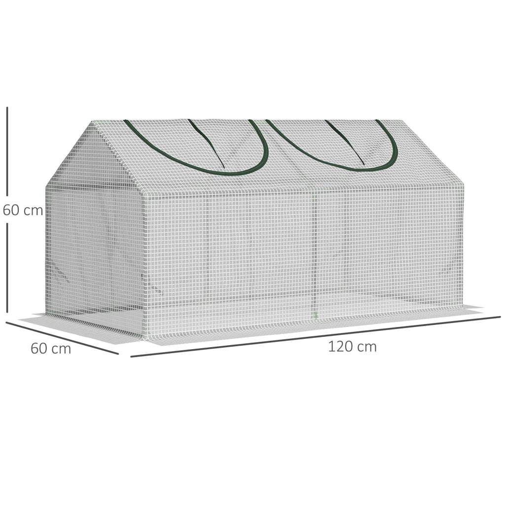 Mini Serra da Giardino con 2 Finestre 119x60x60 cm Copertura PVC Anti-UV Bianco