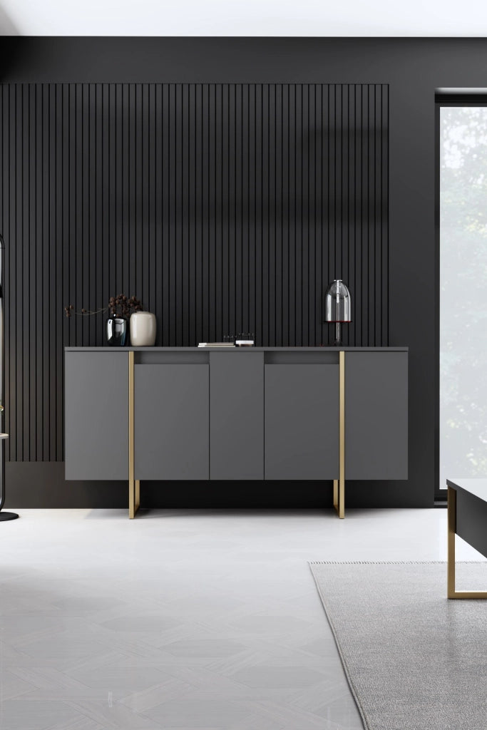 Buffet in legno "Luxury" - 160 x 35 x 80 cm - Antracite Oro