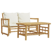 Set di divani da giardino 2 pz | Set Salotto da Giardino con cuscini in bamb¨´