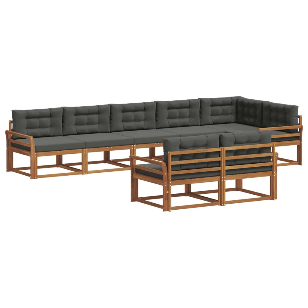 Set di divani da esterno con cuscino 8 pcs Naturale e Antracite