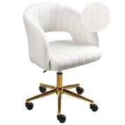 Moderna poltrona girevole da ufficio con braccioli e altezza regolabile Boucle bianco sporco