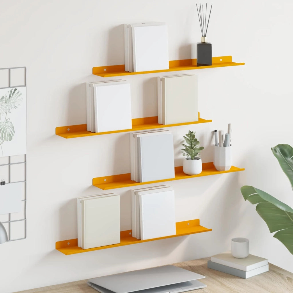 Mensola sospesa 4 pcs Giallo senape 60 x 8,5 x 2,5 cm Acciaio